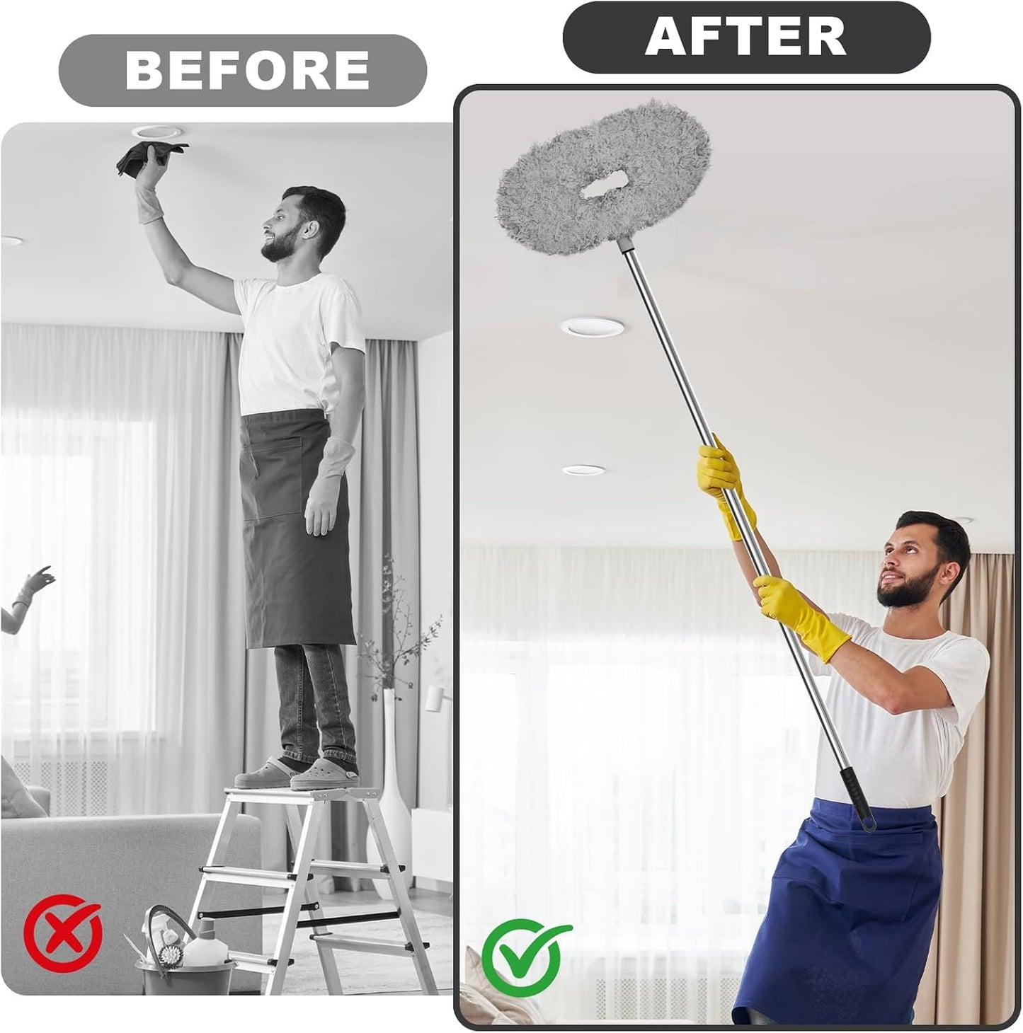 Storystore Ceiling Fan Cleaner Duster - Adjustable Duster with Extension Pole,Dusters for Cleaning Fan Blade, Walls and Cobweb (Blue)