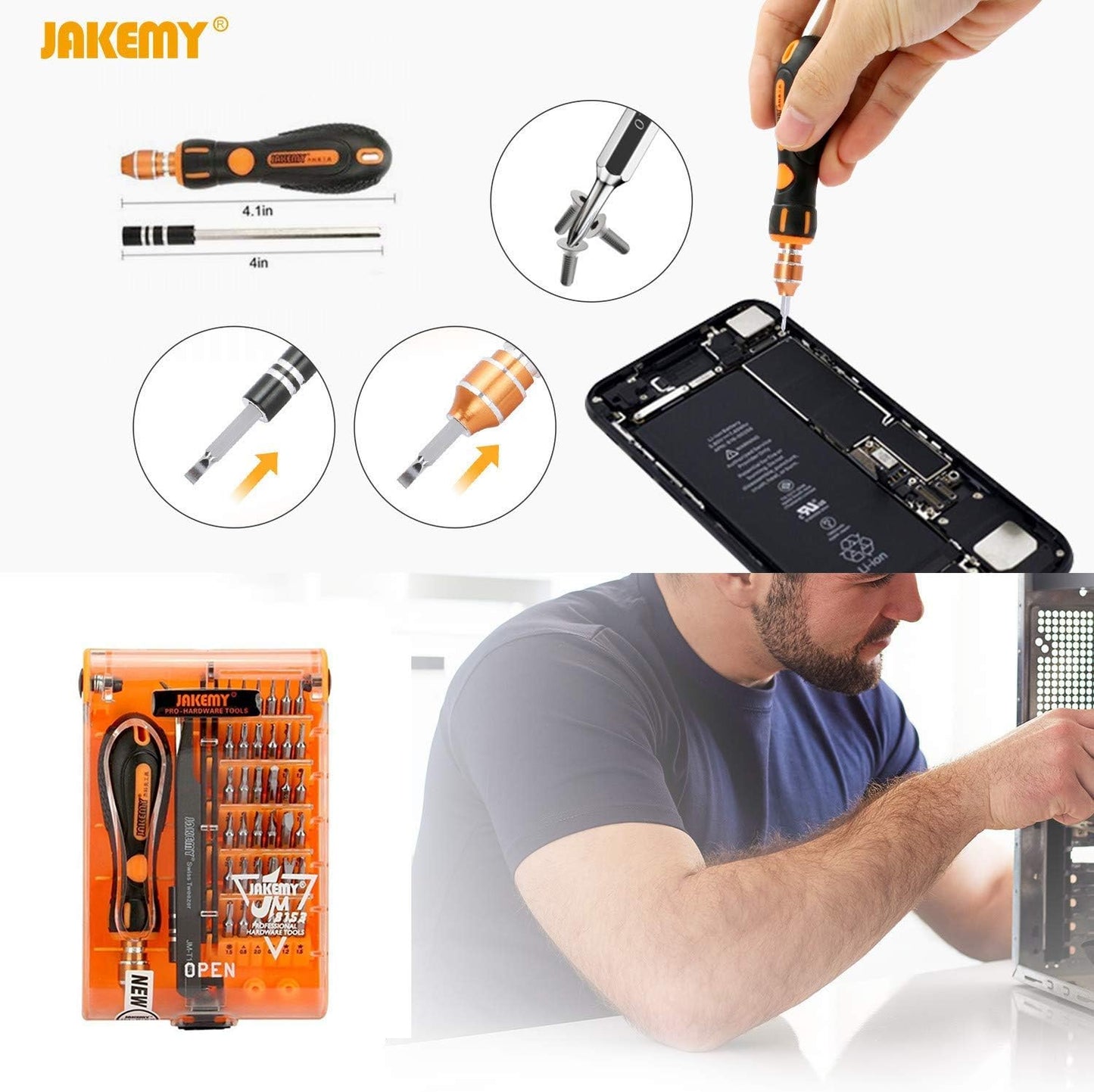 Precision Ratchet Screwdriver Set, JAKEMY 69 in 1 Household Screwdriver Home Repair Tool Kit, Disassemble Magnetic Rotating Ratchet Screwdriver Kit for Furniture/Car/Computer/Electronics Maintenance