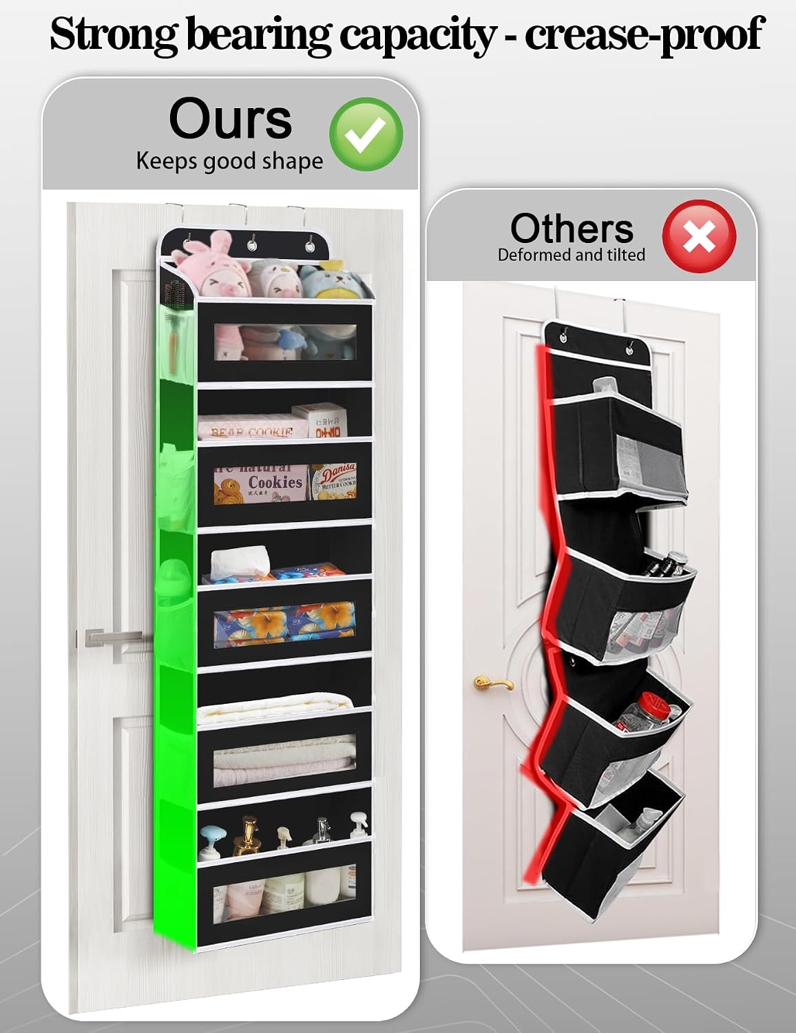 KYEVIS Over The Door Organizer, 5 Shelves Closet Door Hanging Storage and Organizer with 10 Mesh Pockets, Nursery Closet Organizer, Baby Essentials, Stuffed Animal Storage