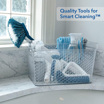 Unger EZ Reach Shower Tub and Tile Scrub Brush, Crevice Bathroom Cleaning Supplies, Non-Scratch Scrubber Tool for Showers, Fixtures, Bathtubs, Drains, Grout, and Marble