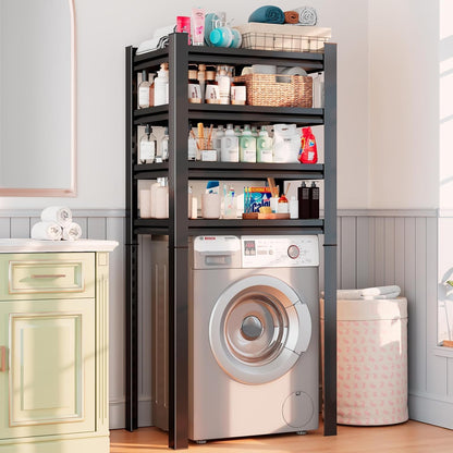 Over Washer and Dryer Shelves, Laundry Room Shelves Adjustable Metal Heavy Duty Freestanding Storage Shelves, Washing Machine Rack for Organization and Storage, Black (Black, 63''H*35.43''W*11.81''D)