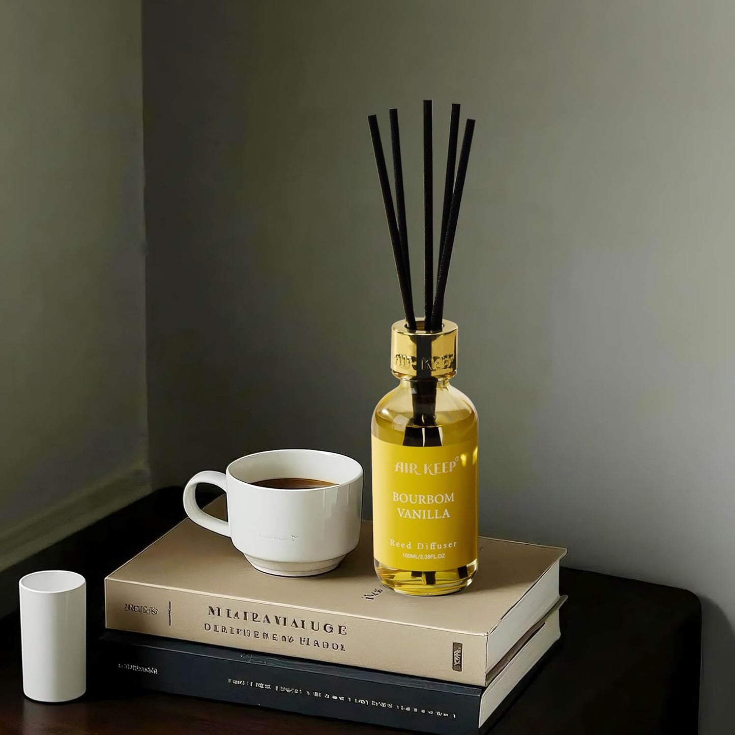 Airkeep Reed Diffuser Oil Set with Reed Sticks,Vanilla Aromatherapy Oil Scent Diffuser for Home Office Bathroom Decoration Perfume and Gifts 3.38 oz/100ml