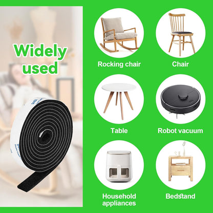 Felt Strips with Adhesive Backing, Felt Tape with Adhesive Backing, Felt Furniture Strips 2 Pack Roll 1/2x 60 Inches Black, Felt Strips for Furniture