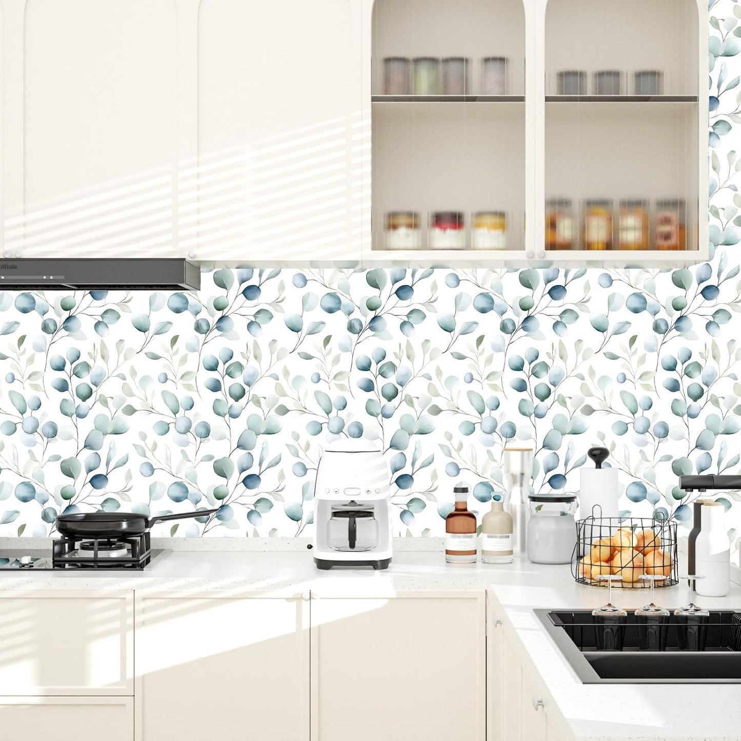 Danodoi Yellow Floral Wallpaper Peel and Stick Vinyl Wallpaper Stick and Peel Colorful Contact Paper for Cabinets Waterproof Self Adhesive Wall Paper for Kitchen Countertop Wall 17.5" x 118"