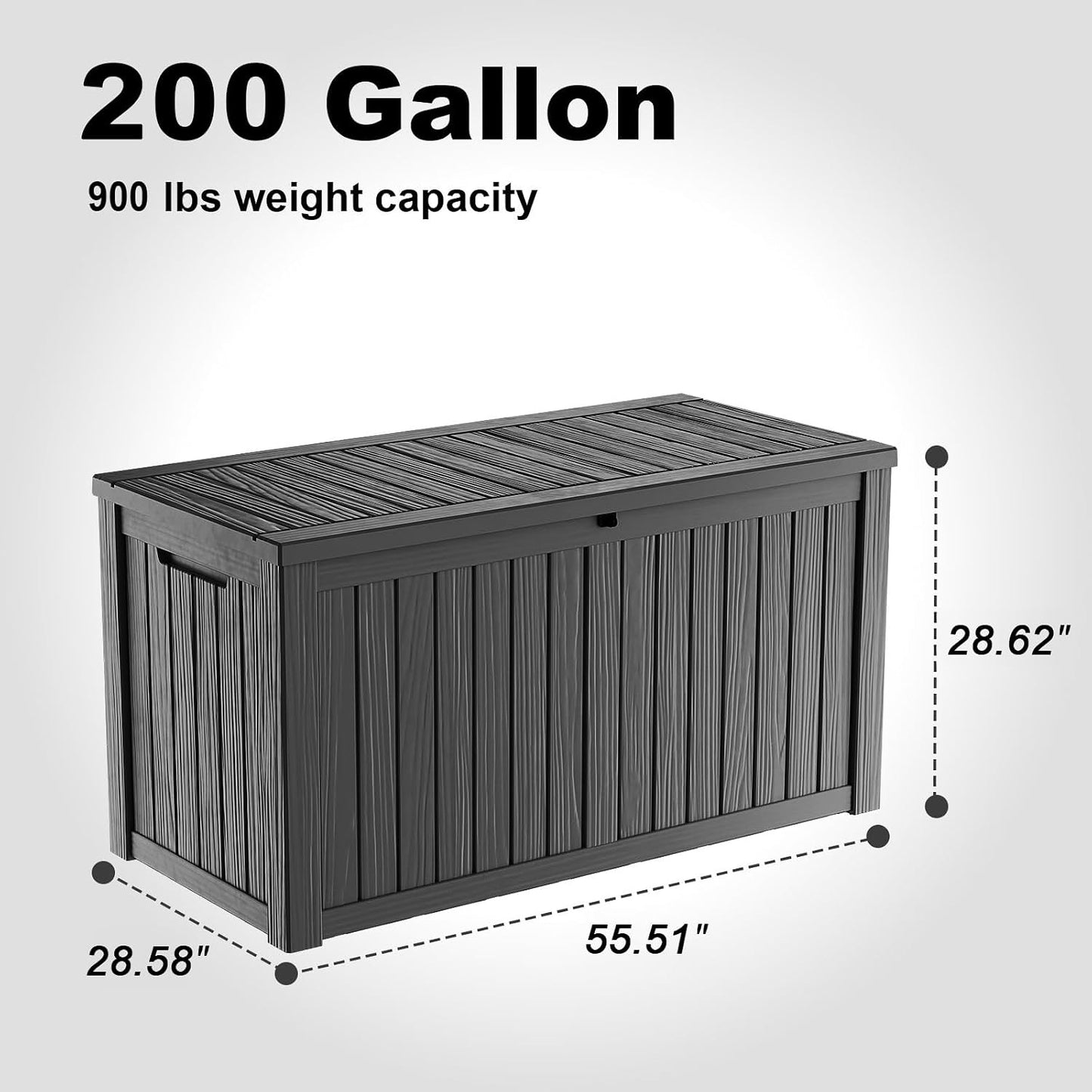 320 Gallon Waterproof Outdoor Storage Box, UV Resistant Resin Deck Box with Hydraulic Rod for Reinforced Stability, Perfect for Patio, Garden, and Pool（Black，320 Gallon）