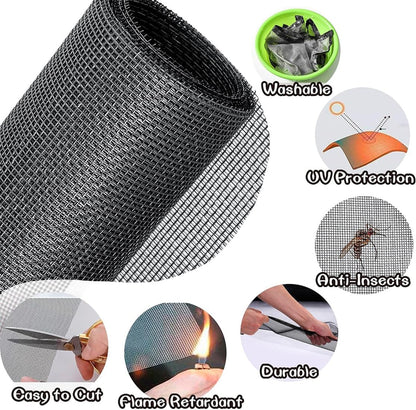 Pet Proof Window Screen Replacement Adjustable Fiberglass Screen Repair Kit 47.2 x 98.4 Inch Insect Screen Net Sliding Mesh Roll for Door Patio Porch Windows