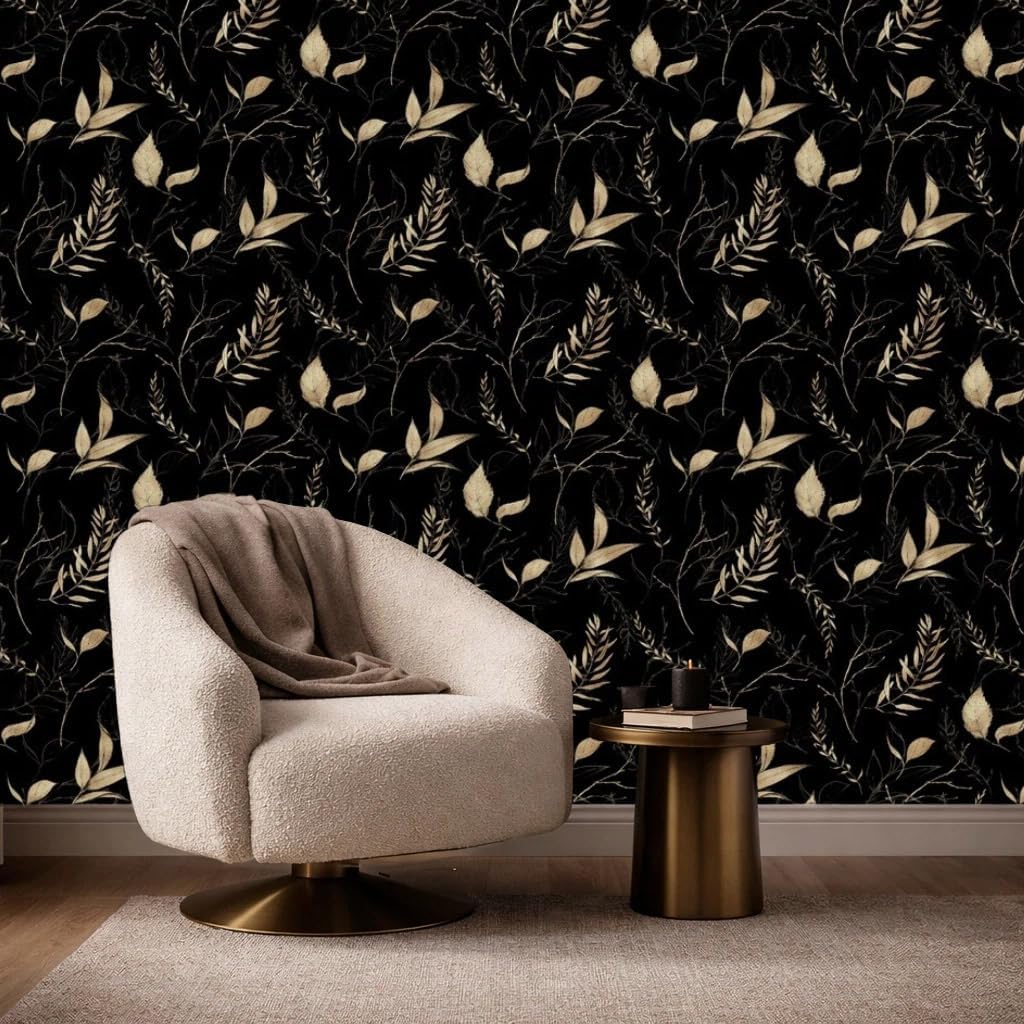 Sage Green and Blue Leaf Peel and Stick Wallpaper Modern Removable Self Adhesive Waterproof Renter Friendly Wall Covering for Bathroom and Accent Walls 17.7in x 88.5in