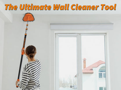 36 Foot High Reach Duster Kit with 5-30 ft Extension Pole // High Ceiling Dusting and Window Cleaning Kit with Telescopic Pole // Baseboard and Wall Washer Mop, Squeegee, Fan Blade & Cobweb Dusters