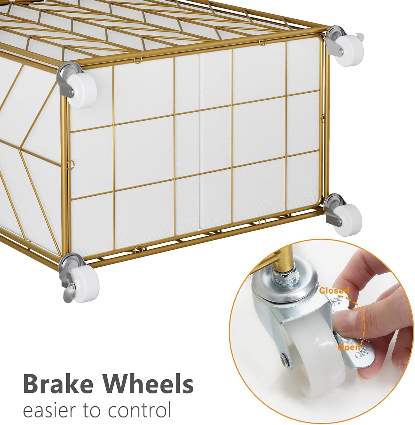 WOWLIVE Laundry Basket with Wheels, 142L Laundry Hamper 3 Section with Lid, Dirty Clothes Hamper with Removable Bags, Large Capacity Iron-Made Laundry Basket Organizer Laundry Sorter for Dorm, White
