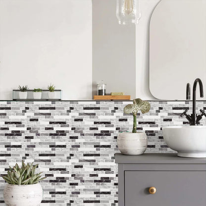 STICKGOO Thicker Design Peel and Stick, Self Adhesive Stick On Tile Backsplash for Kitchen and Bathroom, Beige & White, 12”×12”, 10 Sheets