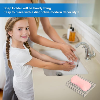 Gjinxi Self Draining Soap Dish Holder 2pcs, Clear Plastic Soap Holder, Soaps Bars Saver Easy Dry and Clean Soaps Stand for Kitchen Shower Room Bathroom Bath Tub Sponges