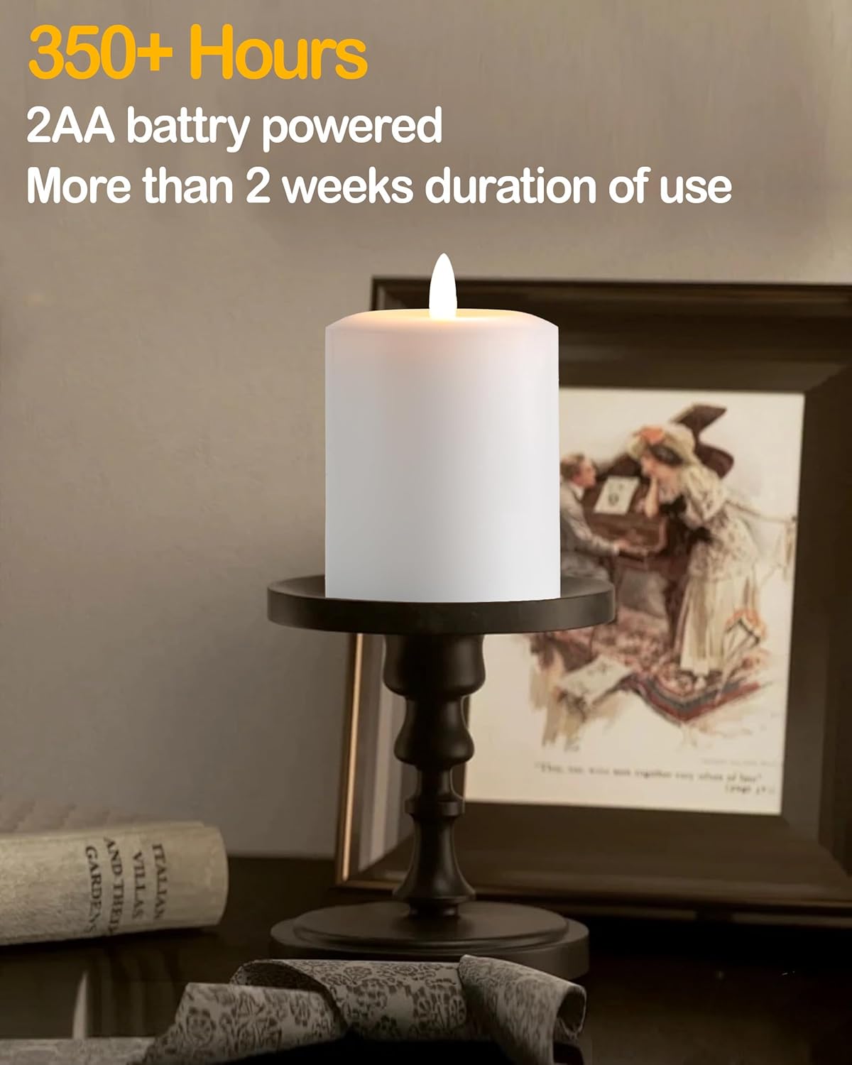 Gmnee 3"x4" Flickering Flameless Candles with Remote Timer, Real Wax, Ivory Pillar Candles, Set of 3 Fake LED Battery Operated Candles for Home, Fireplace, Centerpiece, Rustic and Farmhouse Decor