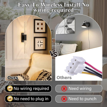 camuucci Battery Operated Wall Sconces Set of 2 Rechargeable Battery Powered Wall Light with 12000mAh Not Hardwired Dimmable Wall Lamp Fixtures for Bedroom Living Room Gold 15.3 Inches