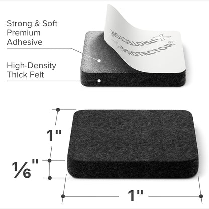 X-Protector Premium Felt Furniture Pads - 20 PCS 6 x 1/2" - Black Rectangular Pads with Tenacious Adhesive - Protects Hardwood, Laminate & Tile Floors