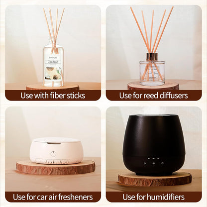 100ml Scent Diffuser with 6 Fiber Sticks, 3.5 oz Reed Diffuser Set Aromatherapy Fragrance Diffusers Air Fresheners for Home Bedroom Bathroom (Coconut)