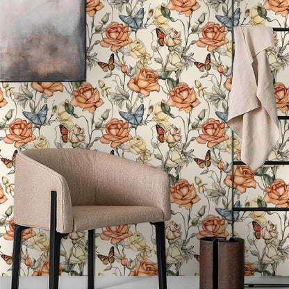 MuralPeel Dark Blue/Yellow Leaf Floral Peel and Stick Wallpaper Vintage Easy Peel Off Self Adhesive Removable Stick on Wall Paper for Kitchen Cabinet Renter Friendly