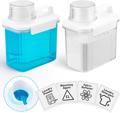 Provoue Laundry Detergent Dispenser-2 Pack, 37 oz Detergent Dispenser with 4 Removable Labels, Laundry Soap Dispenser for Laundry Room Organization and Storage, BPA Free & PET Plastic Clear