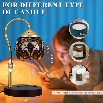 Candle Warmer Lamp with Timer Dimmer - Height Adjustable Wax Melt Warmer for Jar Candles, Blown Art Glass Candle Warming Lamp with 2 Bulbs Birthday Gifts for Mom Women Candle Holders for Home Decor