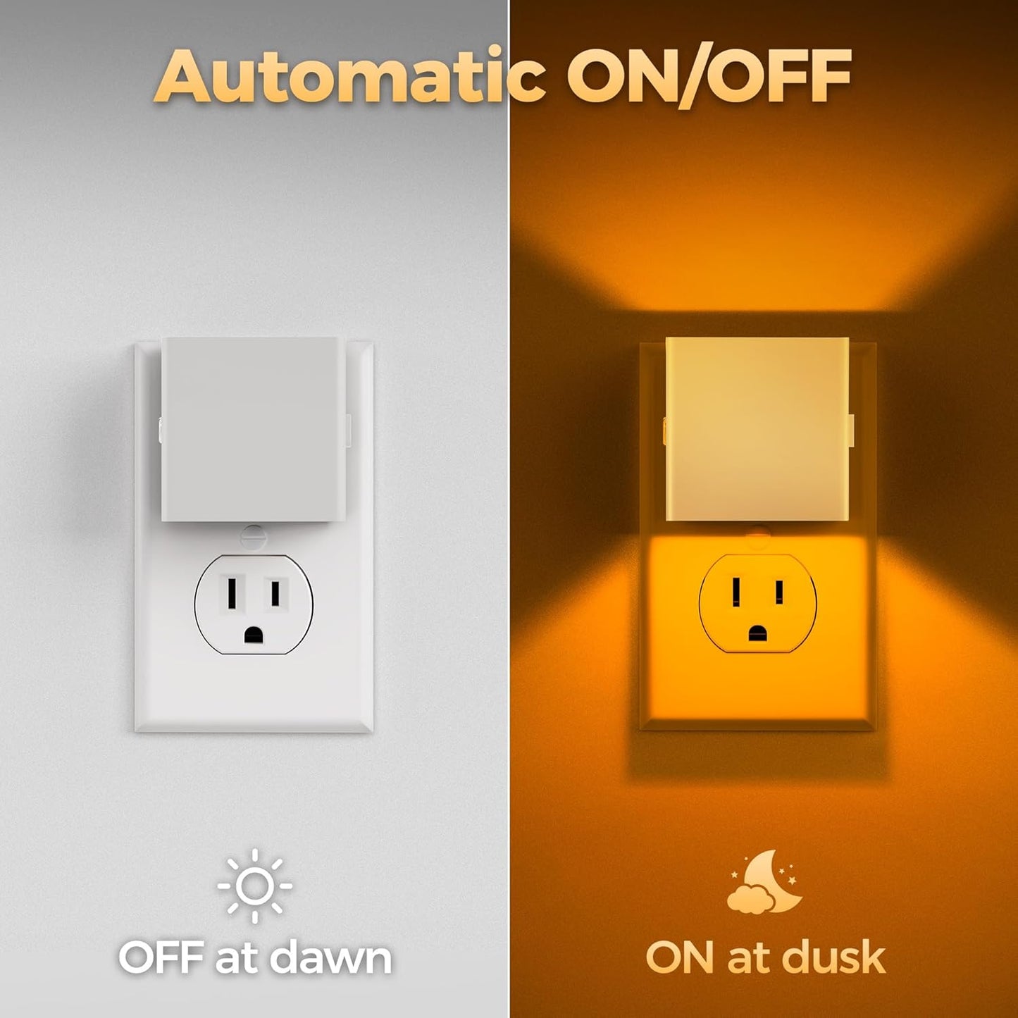 DORESshop LED Motion Sensor Night Light [2 Pack], Plug in Night Light, Dusk to Dawn Night Light Motion Sensor, 3 Level Brightness Adjustable Night Lights for Adults, Bedroom, Bathroom, Hallway, 3000K
