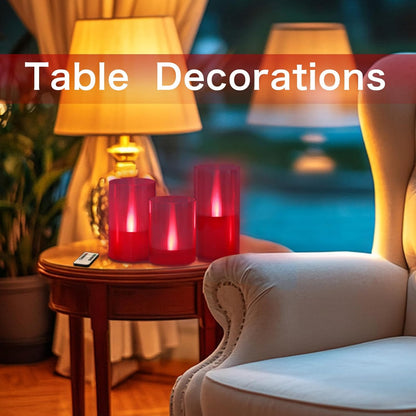 LANKER Flameless Candles with Remote Control and Timer, Battery Operated LED Pillar Candles, Romantic Light, Set of 3 (Warm White)