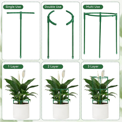 12 Pack Plant Support Stakes, 6.3 x 5.9 Inch Plastic Plant Cage Holders | Half Round Plants Support, Garden Flower Stakes, for Indoor Outdoor Climbing Plants Vegetable Flower Pot