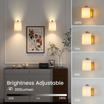 Battery Operated Wall Sconce Set of 2, Brushed Gold Rechargeable Wall Lights with Remote Control and Dimmable LED Bulbs, 13 Light Colors Wireless Wall Lamps for Bedroom Living Room Hallway (Gold)