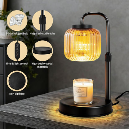 Candle Warmer Lamp with Timer & Dimmer, Height Adjustable Wax Melting Lamp with 2 Bulbs, Safe Flameless Candle Warmer for Home Decorat,Relax Gift for Wife, Mom, or Girlfriend, Congratulations Gifts