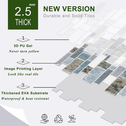 STICKGOO Thicker Design Peel and Stick, Self Adhesive Stick On Tile Backsplash for Kitchen and Bathroom, Beige & White, 12”×12”, 10 Sheets