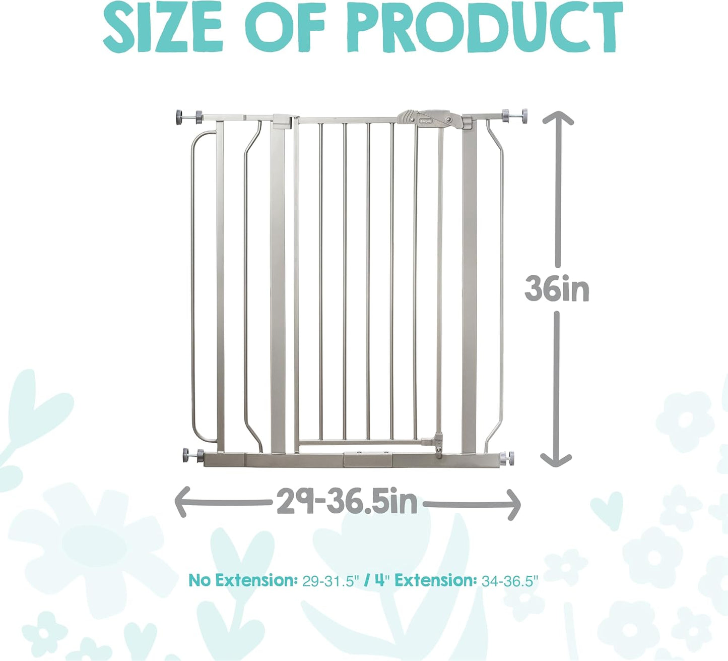Regalo Safety 29-38.5" Baby Gate for Doorways & Bottom of Stairs, Pressure Mounted Baby Gate with Door for Babies, Toddlers & Pets, Tested & Safe for 30 Years, American Designed, American Owned, White
