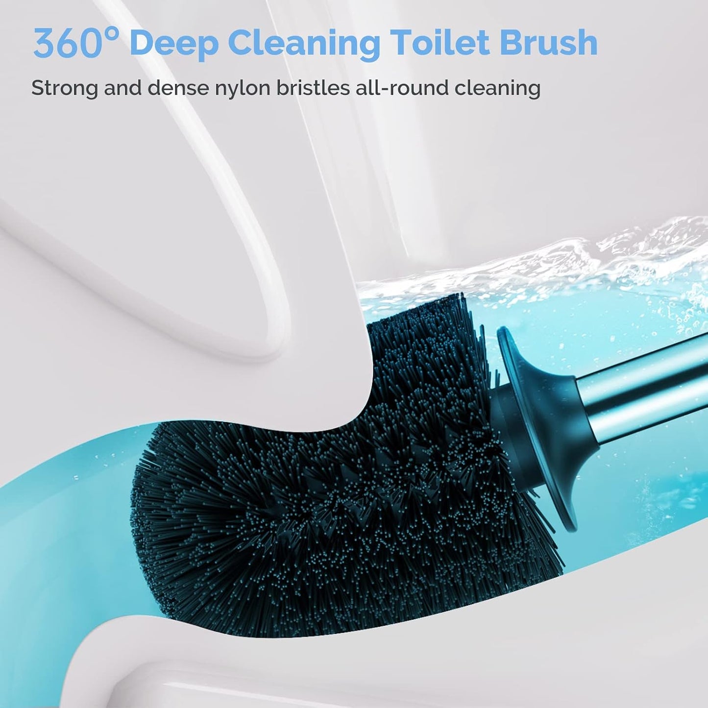 HAMITOR Toilet Plunger and Brush Set: Bathroom Powerful Cleaning Round Bristle Brush - Stainless Steel Heavy Duty Unclogging and Bowl Brush Combo - Compact Home Apartment Restroom Decor Accessories