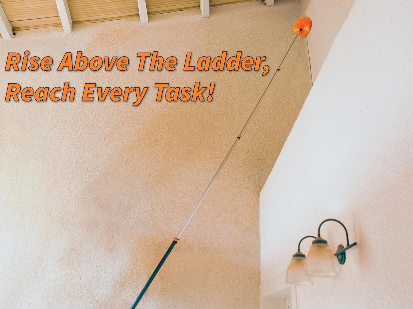 20 Foot High Reach Duster Kit with 4-12 ft Extension Pole // High Ceiling Duster Cleaning Kit with Telescopic Pole // Cobweb Duster // Feather Duster and Ceiling Fan Duster // The Ultimate Dusting Kit
