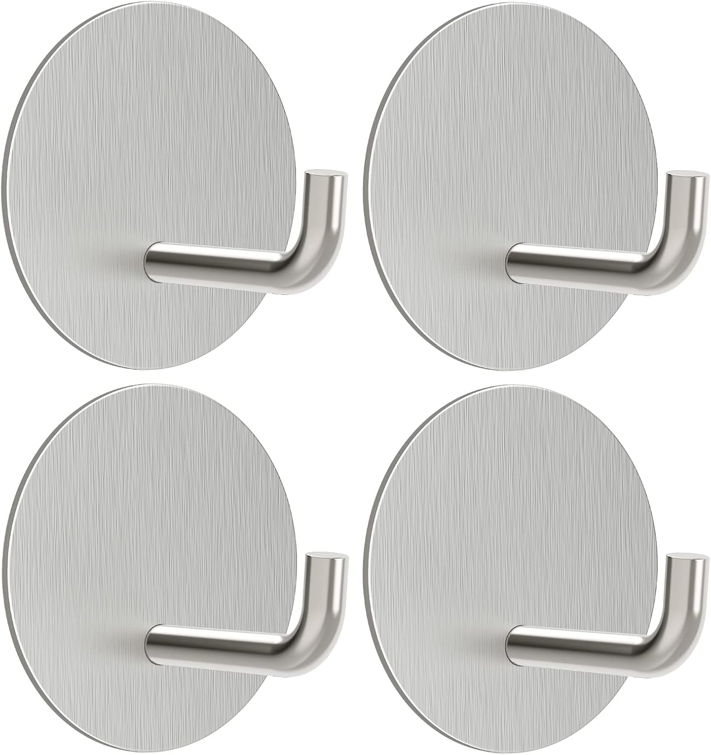 VIS'V Adhesive Hooks, Shower Wall Stick on Hooks, Round, White, 4 Pcs | Metal Material, Compact Design, Peel and Stick, 2 Extra Adhesive Strips, for Bathroom Kitchen Livingroom Office RV