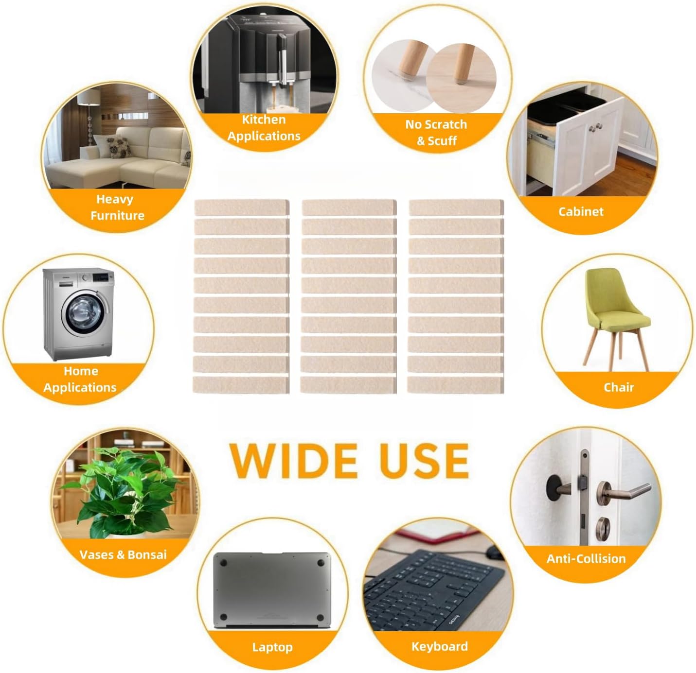 Furnigear Felt Furniture Pads for Hardwood Floors - Self Adhesive Chair Felt Pads, Floor Protector for Furniture Feet, Furniture Sliders Moving Your Furniture Smoothly - Anti Scratch 96 Pcs 3/4" Round