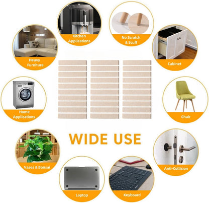 Furnigear Felt Furniture Pads for Hardwood Floors - Self Adhesive Chair Felt Pads, Floor Protector for Furniture Feet, Furniture Sliders Moving Your Furniture Smoothly - Anti Scratch 96 Pcs 3/4" Round