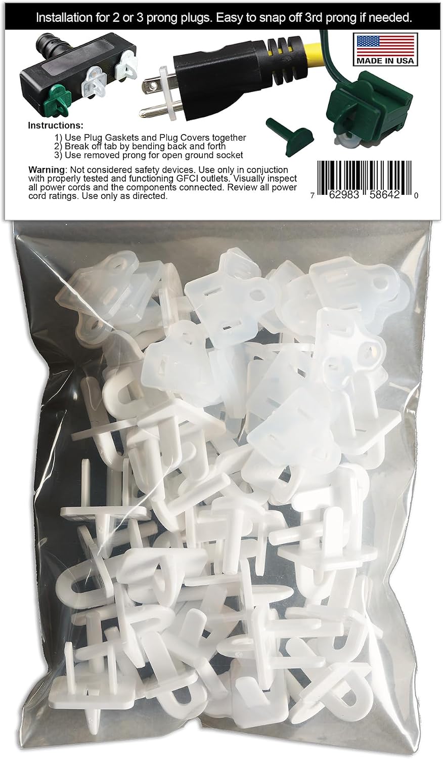 (Set of 10, White0 The Original Weatherproof Gaskets & Plug Covers - Made in USA, Outdoor Waterproof GFCI Protectors, Christmas Light Installation, Extension Cords, Stop GFCIs from Tripping