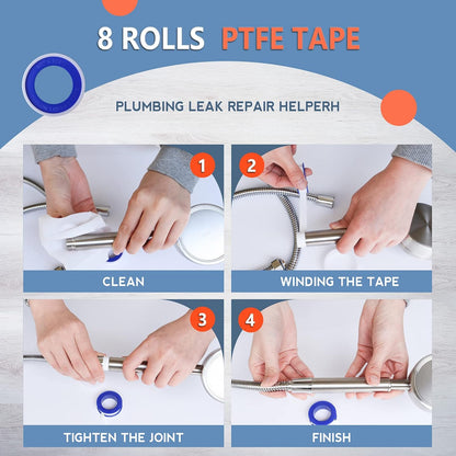 Teflon Tape,PTFE Plumbers Tape,for Sealing,Plumbing,Sealant,Thread Seal for Shower Head,Water Pipe,Prevent Leakage,(1 Roll,1/2 Inch X 520 Inches).