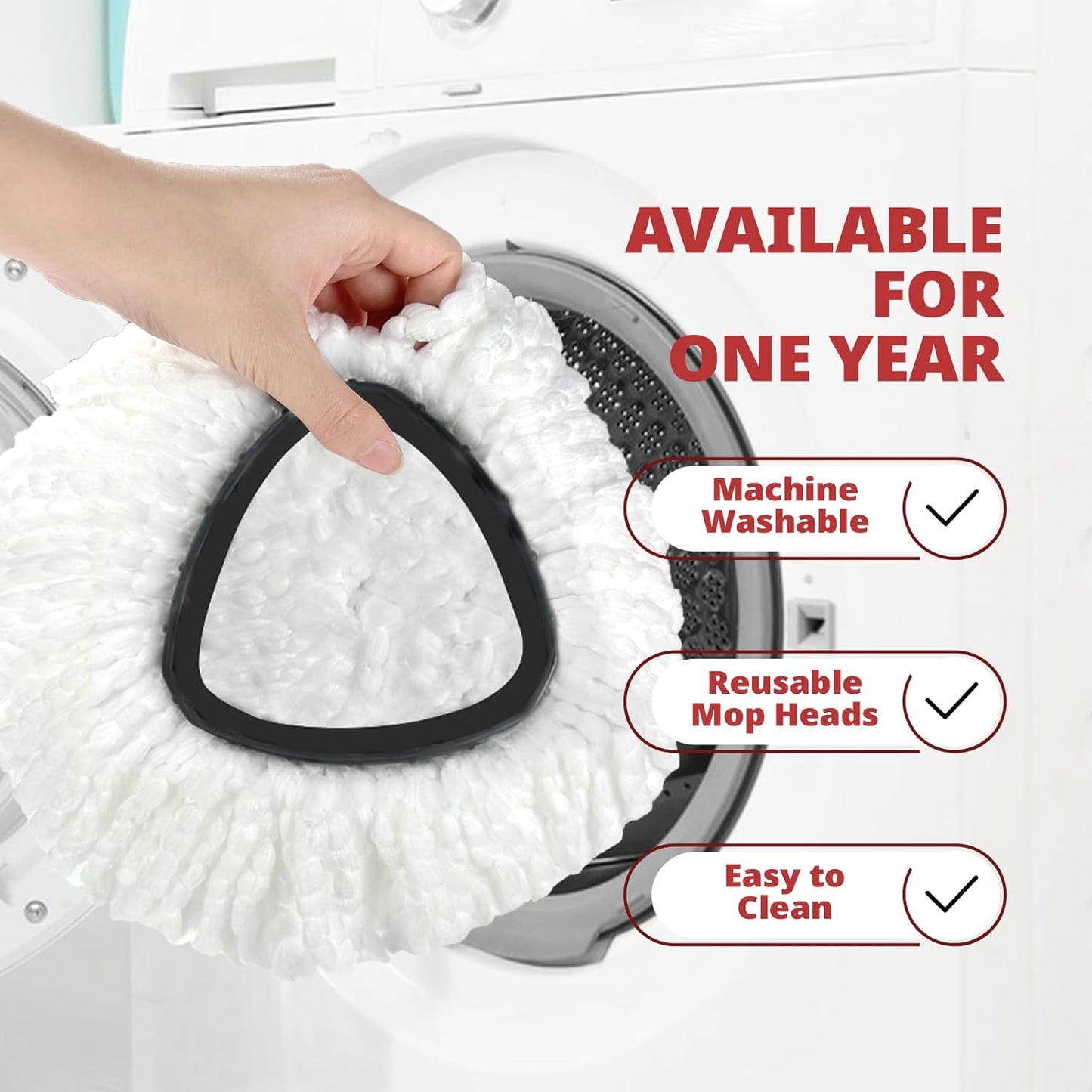 [2026 New Version] Mop Head Replacement - 40% More Cleaning Power, 3 Pack Spin Mop Replacement Head for Easy Wring 1-Tank System, Easy Cleaning, Microfiber and Machine Washable