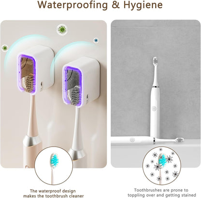 Toothbrush Holder Wall Mounted Toothbrush Holders for Bathrooms, Tooth Brush Holder for Travel and Home, Single Toothbrush Organizer with Cover for Shower 2PCS