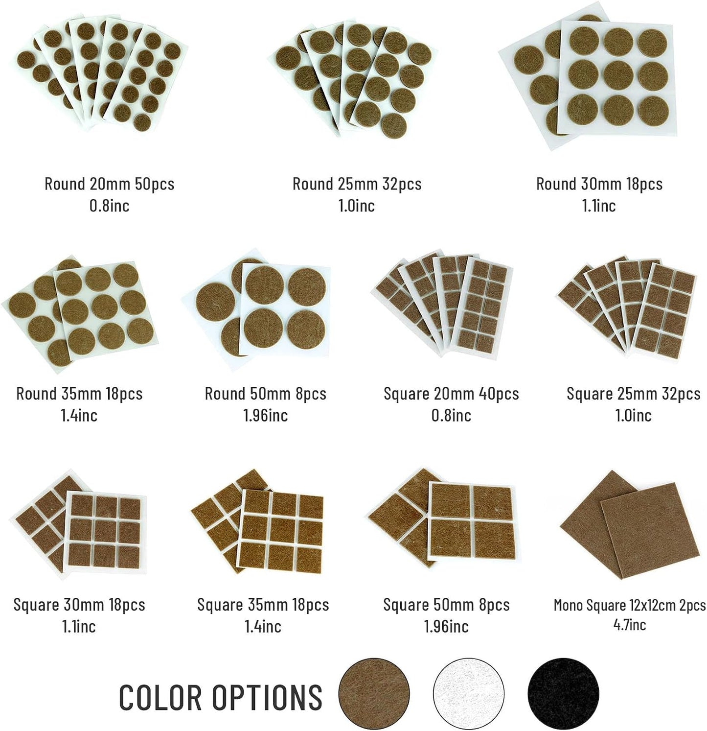 Furndiy Felt Furniture Pads for Hardwood Floors, Self-Adhesive Felt Pad for Chairs & Seat Legs, Easy Slide, Anti Scratch, Noise Stopper, Bumper & Buffer, Floor Protection - Based in USA - 0.8'' Black