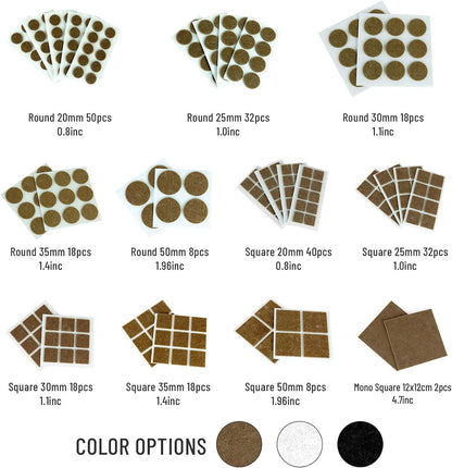 Furndiy Felt Furniture Pads for Hardwood Floors, Self-Adhesive Felt Pad for Chairs & Seat Legs, Easy Slide, Anti Scratch, Noise Stopper, Bumper & Buffer, Floor Protection - Based in USA - 0.8'' Black