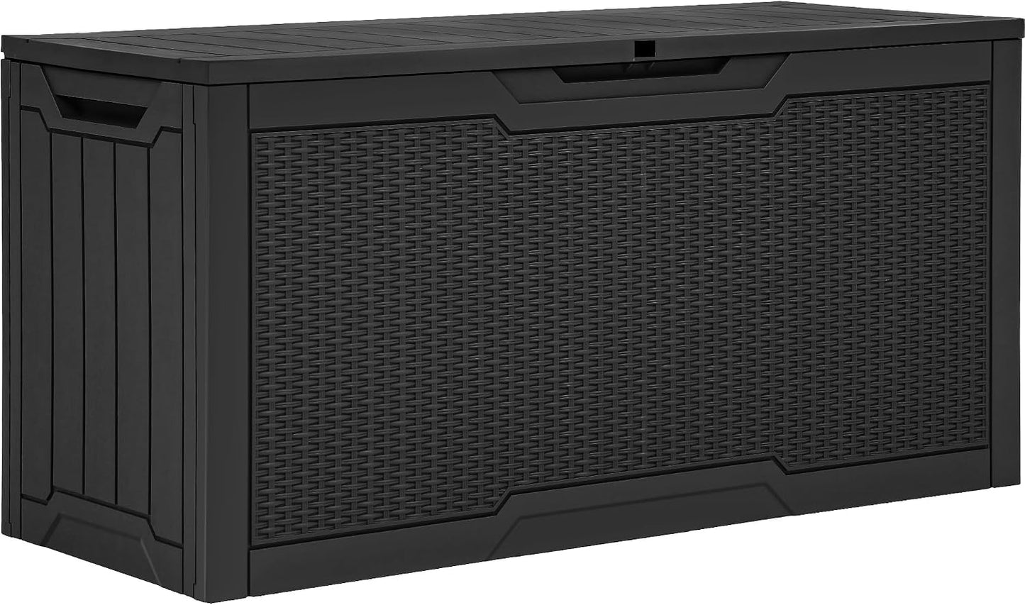 YITAHOME 100 Gallon Large Outdoor Deck Box | Waterproof Resin Storage Box, Lockable Indoor Outdoor Storage Container for Patio Furniture Cushions, Pool Accessories