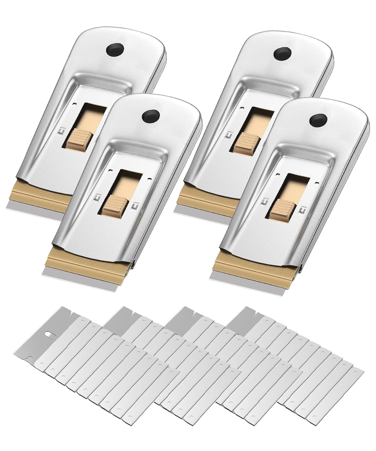 Bates- Metal Razor Blade Scraper, 2 Pack, 30 Extra Blades, Scraper for Cleaning, Glass Scraper, Razor Blade Scraper Tool, Razor Scraper Tool, Scraper Blades, Window Scraper with Razor Blade