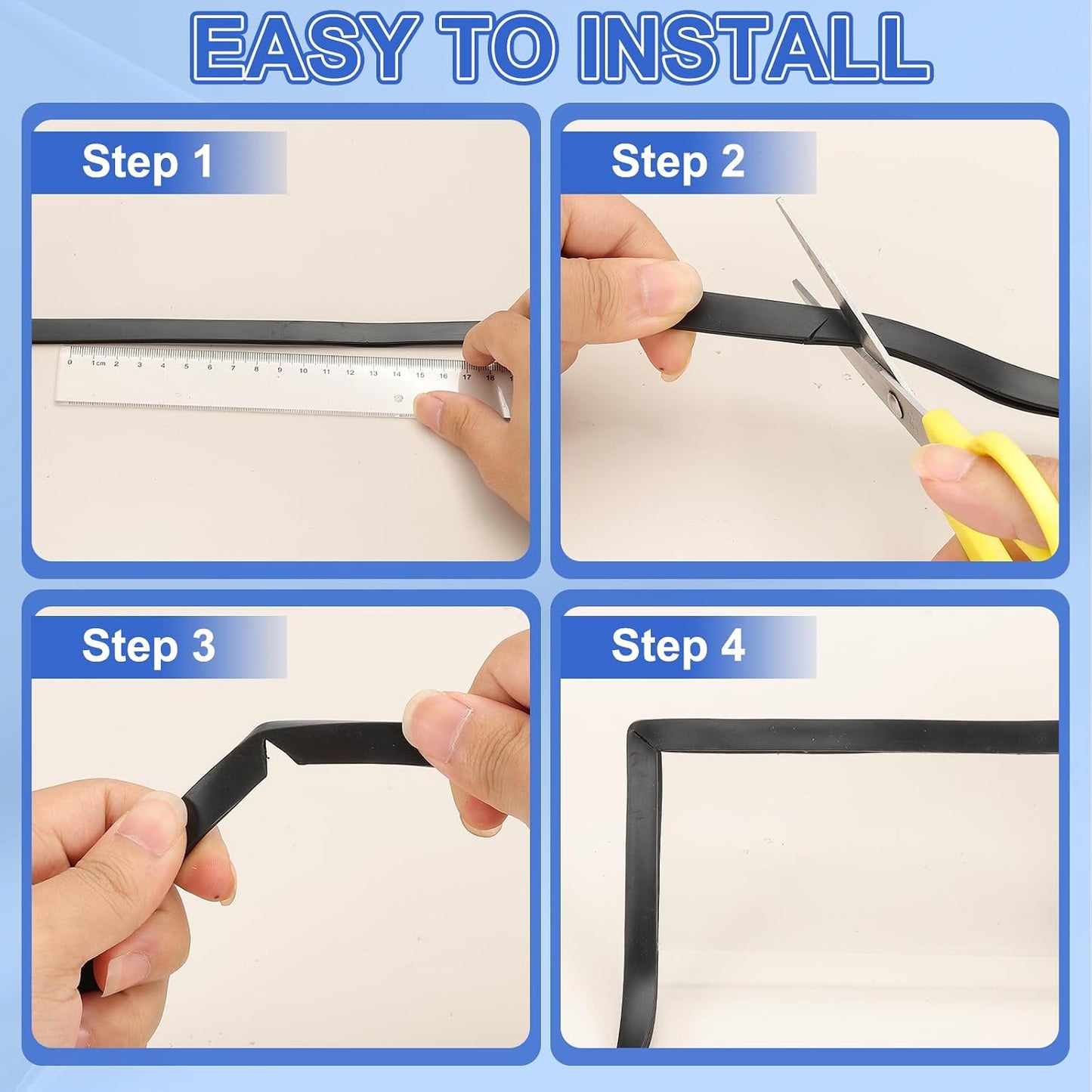YOKIVE Clear Rubber U Channel Edge Trim, Silicone Door Seal Strip 3/16" Slot Fit for 5/32"-7/32" Edge | Metal Edge Guard Protector Great for Plywood, Glass, Sheet Metal (10-Feet)