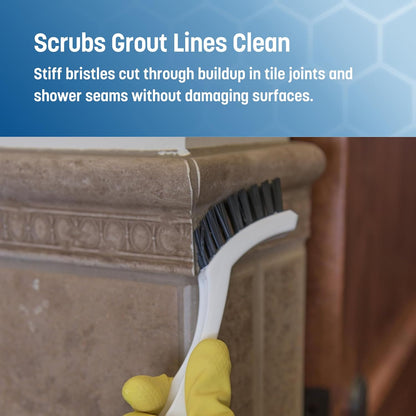 SPARTA Flo-Pac Grout Brush with Nylon Bristles, Scrubber with Handle for Bathroom and Kitchen Tile, 8", White