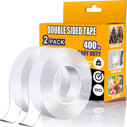 ANLOKE Double Sided Tape Heavy Duty, 1.2 Inchx 200 Inch ，Extra Large Nano Double Sided Adhesive Tapefor Walls, Carpets, and Posters - Removable Reusable, Washable,(16.65FT)…