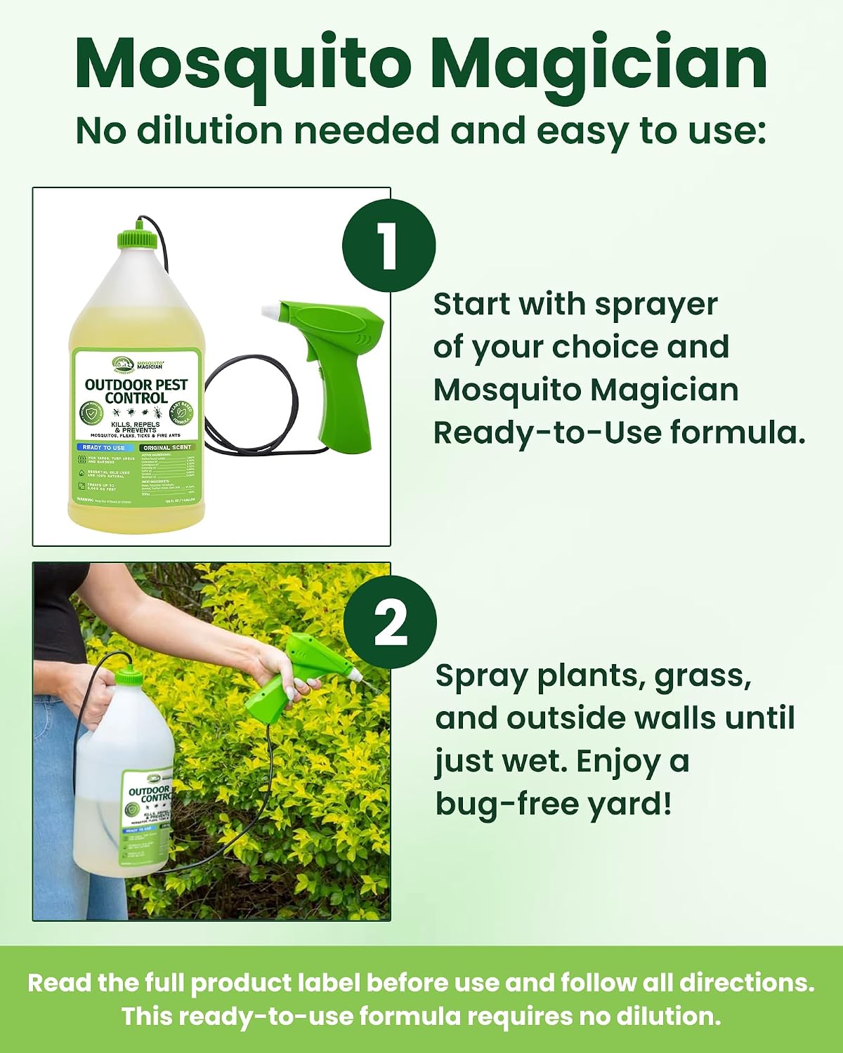 Mosquito Magician Ready-to-Use Mosquito Yard Spray 2 Gal (original scent) – Kills Mosquitoes, Fleas & Fire Ants, Repels & Prevents Ticks – Essential Oil Formula for Sprayers, Foggers & Misting Systems