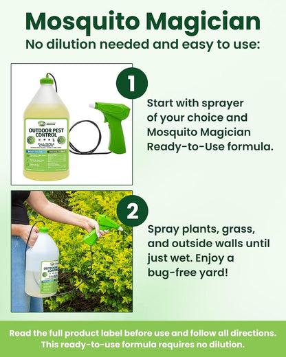 Mosquito Magician Ready-to-Use Mosquito Yard Spray 2 Gal (original scent) – Kills Mosquitoes, Fleas & Fire Ants, Repels & Prevents Ticks – Essential Oil Formula for Sprayers, Foggers & Misting Systems