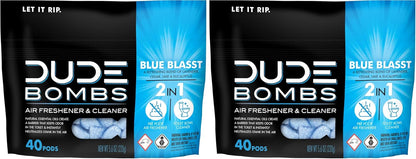DUDE Wipes DUDE Bombs Toilet Stank Eliminator - 2-in-1 Air Freshener and Toilet Bowl Cleaner - 1 Pack (40 Pods) - Deodorizing Blend of Lavender, Cedar, Lime, and Eucalyptus