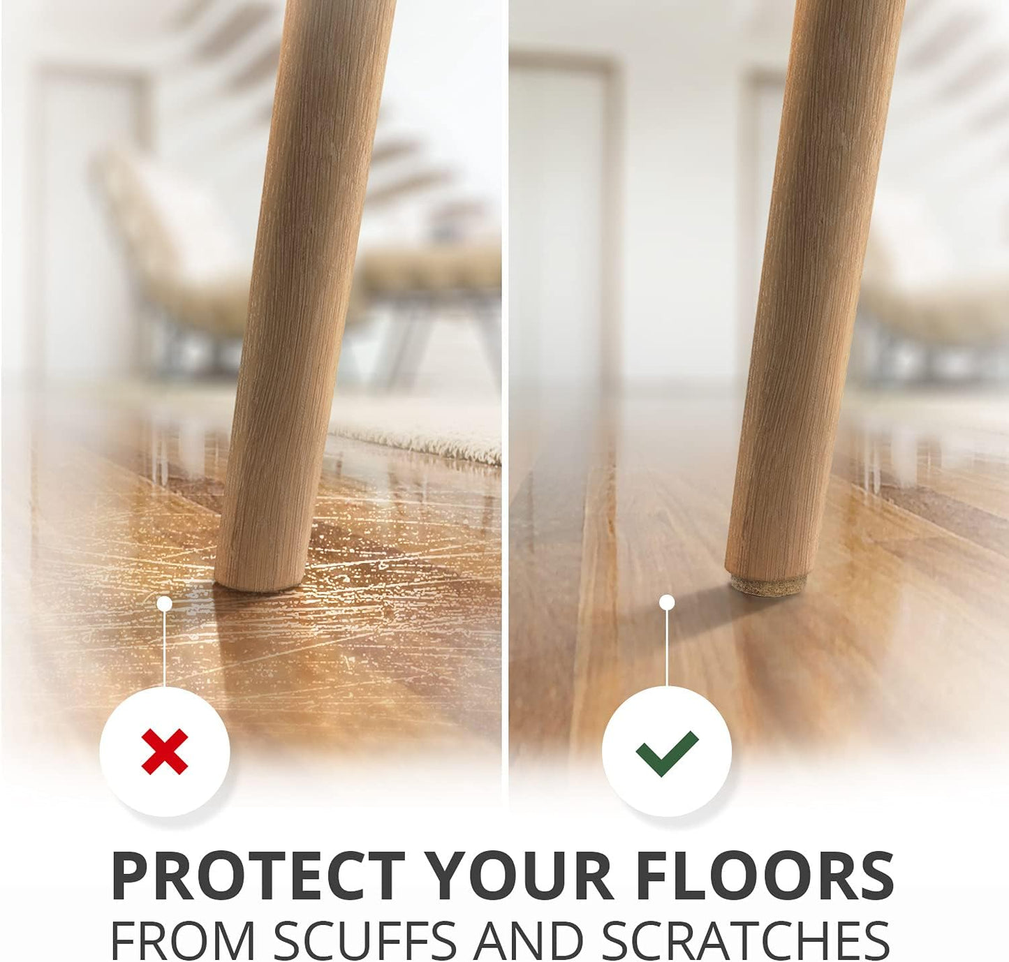 Felt Furniture Pads X-PROTECTOR - 48 Premium Floor Protector Chair Felts for Feet Wood Floors Best Hardwood Protect Your Hard Floors! (Brown)