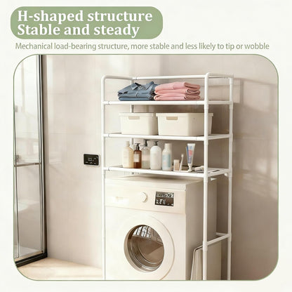 Over The Washer Storage Shelf – Laundry Room Vertical Organizer, Over Washer Shelf with Dual Color Choices (Black/White)(Black)